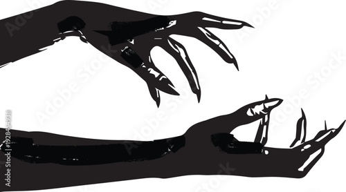 Silhouette of two monster hands reaching out
