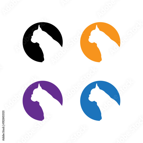 French bulldog head silhouette in circle for pet logo vector