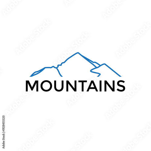 Mountain range silhouette in blue color for travel logo vector