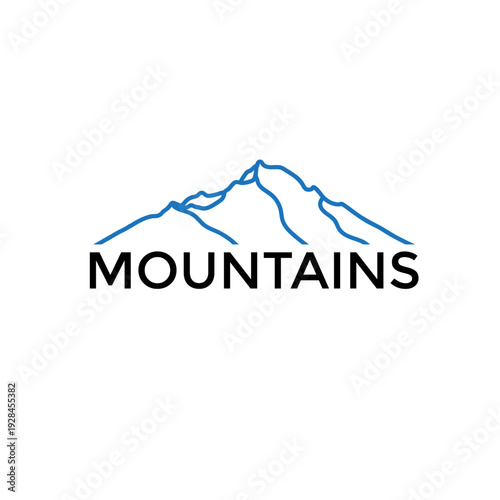 Mountain range silhouette in blue color for travel logo vector