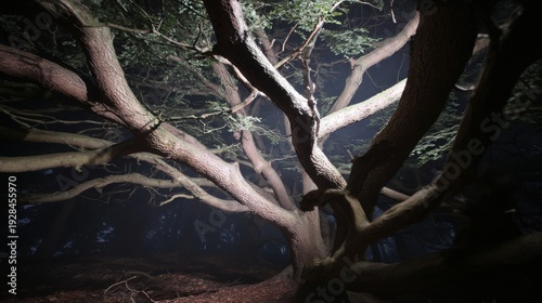 Wallpaper Mural Gnarled Ancient Tree Branches Reaching Out Under Dramatic Night Lighting Torontodigital.ca