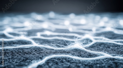 Wallpaper Mural Intricate network of fine silver threads and glowing lights on a textured surface Torontodigital.ca