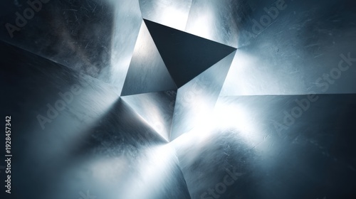 Wallpaper Mural Polished chrome geometric shapes interlocking with dramatic light and shadow Torontodigital.ca