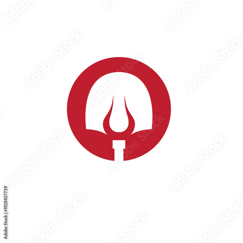Pizza shovel with a skewer for bbq restaurant logo vector