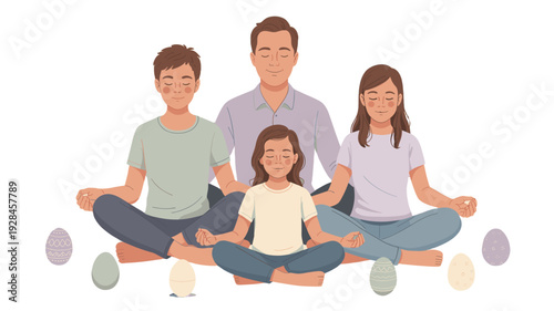 A family meditation and spiritual practice with colorful eggs.