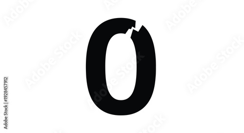 A fractured zero shape against a white background silhouette