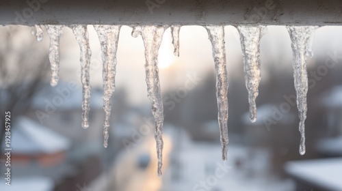 Wallpaper Mural Sharp, jagged icicles hanging precariously from a ledge, symbolizing the delicate beauty of winter's frozen formations. Torontodigital.ca