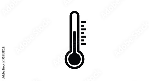 Simple black thermometer displaying a moderate temperature a bold silhouette