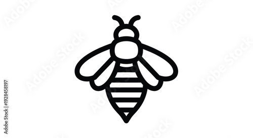 Simple black and white illustration of a honeybee silhouette