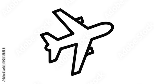 Simple black outline of an airplane flying through the air silhouette