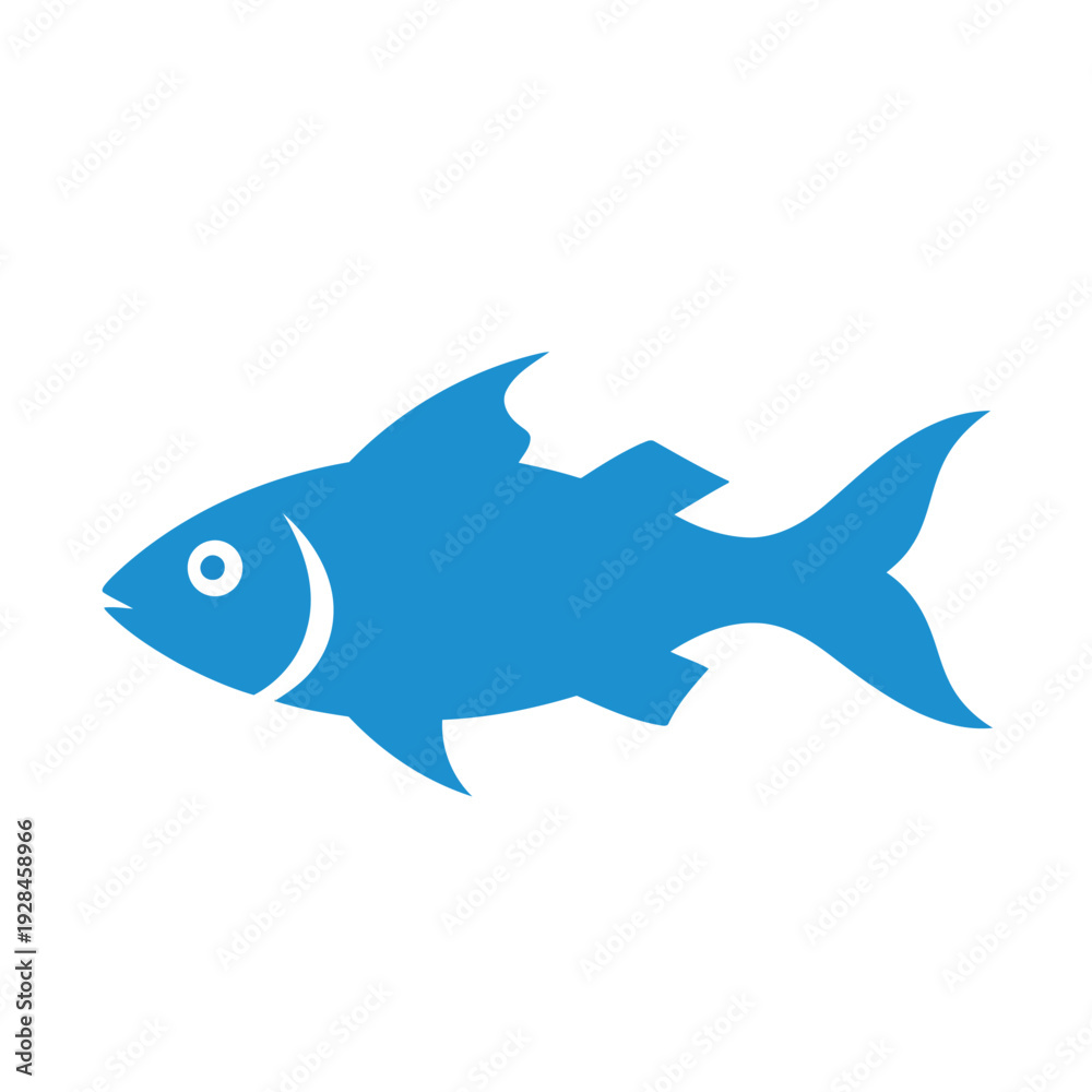 Fototapeta premium A stylized blue fish swimming in a clean and minimalist design. Vector