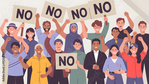 Diverse group protesting with no signs.