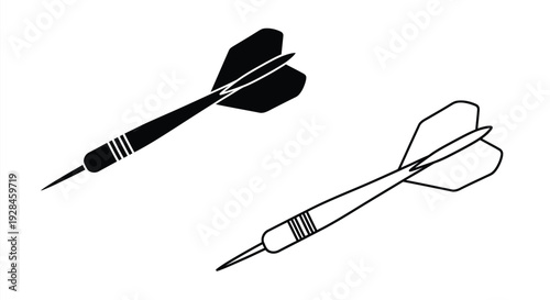 A black dart and outline of a target a striking silhouette