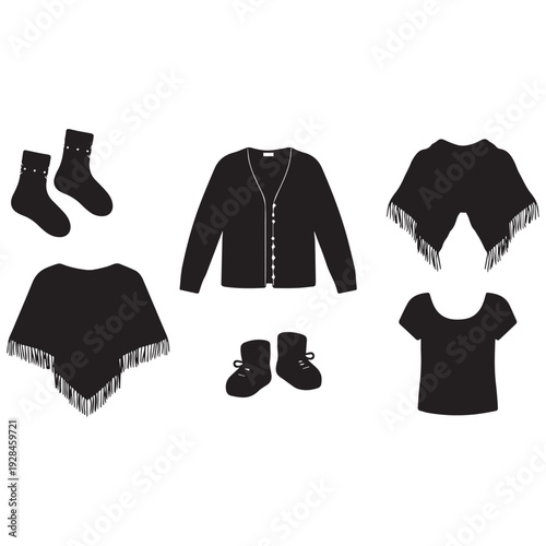 Collection of women's clothing and accessories silhouettes