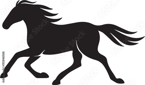 Majestic Horse Black Silhouette Vector Illustration