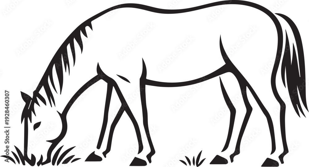 Obraz premium Majestic Horse Black Silhouette Vector Illustration