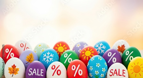 Easter sunday sale shopping concept with colorful eggs and discounts