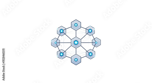 Abstract geometric network representation of interconnected hexagonal nodes, symbolizing data flow and digital connections in a futuristic concept