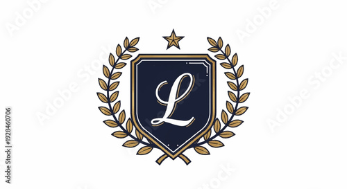 Luxury Elegant Crest with Laurel Wreath and Star Emblem.