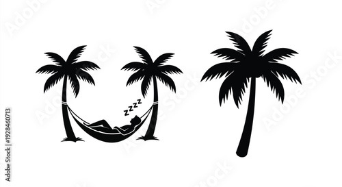 Relaxing in a hammock between palm trees a peaceful silhouette