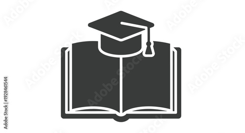Graduation cap resting on an open book a symbol of academic achievement