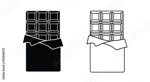 Two chocolate bars one dark and one light in a bold silhouette