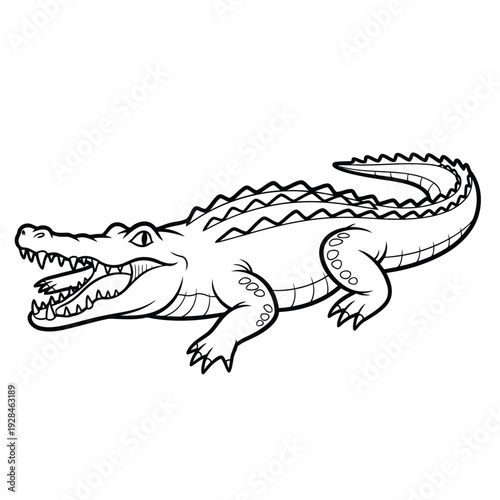 A classic illustration of a crocodile resting in a serene environment Vector