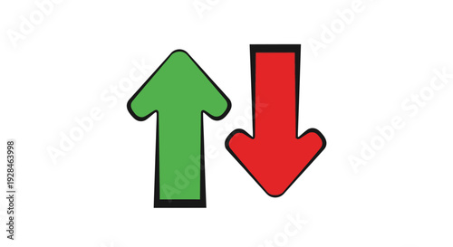Green up arrow and red down arrow icons contrasting directions.