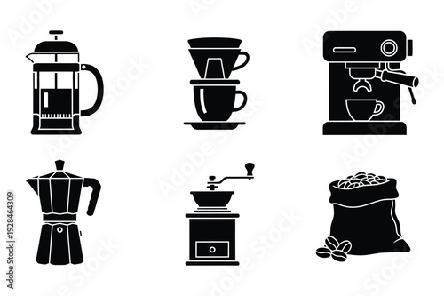 Coffee Making Equipment Black Icons