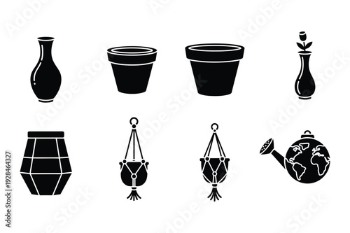 Gardening and Home Decor Pots Icons