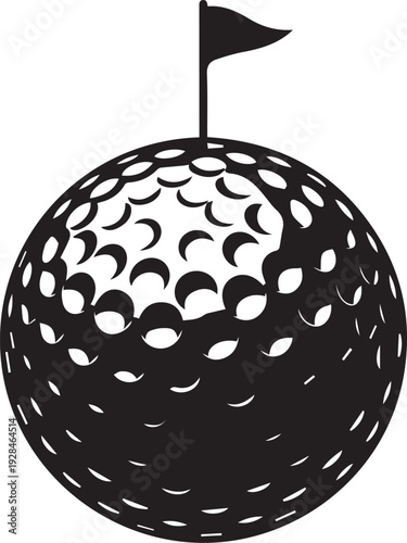 Golf Ball Globe Logo with Flag: Minimalist Global Sports Icon and Tournament Branding Vector