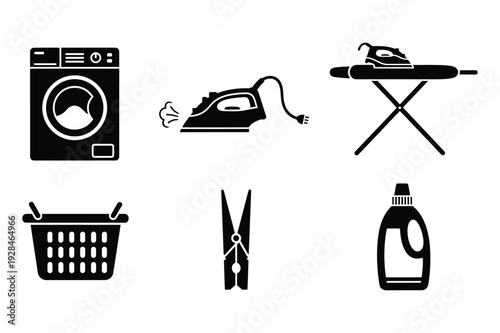 Laundry and Cleaning Icons Set
