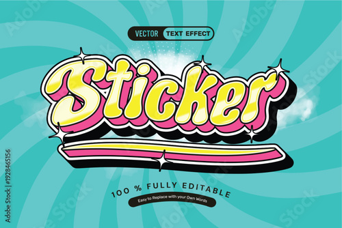 3D Retro Sticker Editable Text Effect