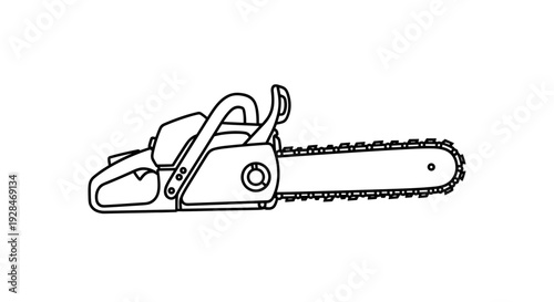 Black and White Chainsaw Illustration 1.