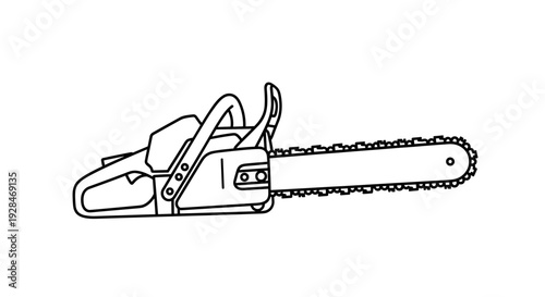 Black and White Chainsaw Illustration.