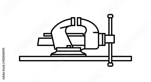 Bench vice illustration isolated on white background.
