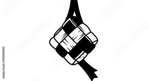 Clenched Fist with Black Ribbon Illustration.