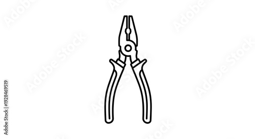 Needle Nose Pliers Simple Line Drawing.