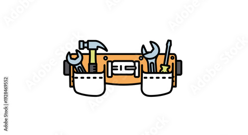 Tool Belt with Various Tools Attached.