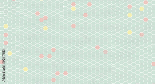 Soft pastel colored dots on a light green background with a subtle honeycomb pattern creating a calming and serene atmosphere with gentle pastel hues and a soothing texture