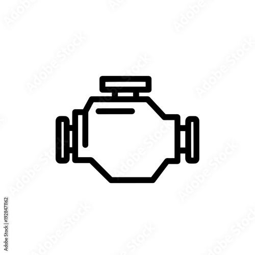 Minimalist vector icon representing an engine, symbolizing power, mechanics, and automotive industry with clean, modern lines.