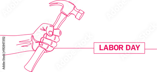 Labor day celebration with hand holding hammer illustration