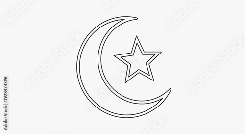 Crescent Moon with Star Symbol Illustration.