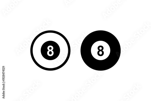 Billiard Eight Ball Outline and Solid Icon