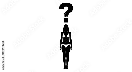 Silhouette of a woman with a question mark replacing her head
