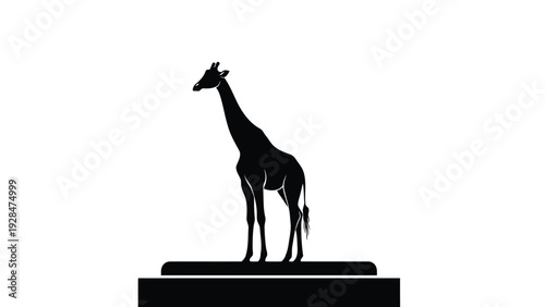 Elegant silhouette of a giraffe standing on a pedestal platform Vector
