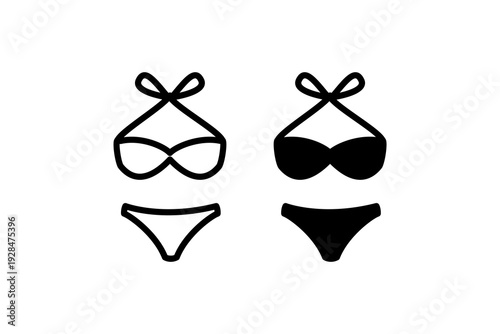 Bikini Swimsuit Icon Outline and Solid