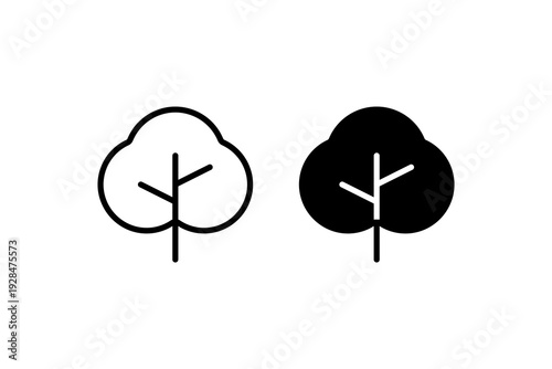 Tree Icon Outline and Solid Set