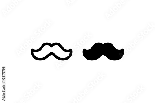 Mustache Icon Outline and Solid Set