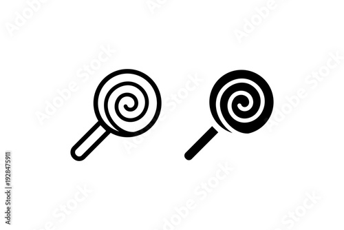 Lollipop Candy Icon Outline and Solid Set